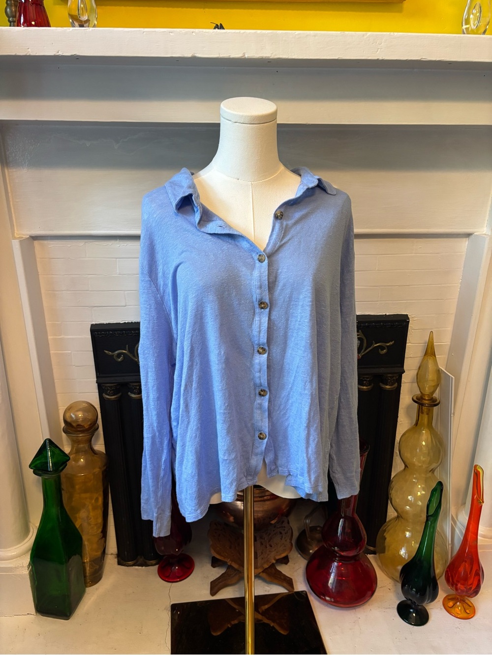 J. Jill Relaxed Light Blue Button-Down Shirt